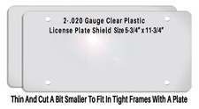 2 Clear Flat THIN Plastic License Plate Bug Shields .020 Gauge Protector Cover picture