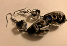 vintage estate glass bead  pierced earrings picture