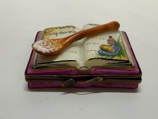 Limoges France Cookbook Peint Main Spoon Trinket Box Recipe Cook Book picture