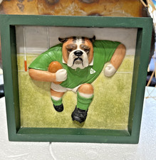 Robert Harrop Doggie People BULLDOG RUGBY PLAYER ~ Collectors Plaque (Ireland) picture