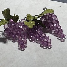 Vintage Faceted Purple Acrylic Grape Clusters Set of 3 Faux Fruit Wine Decor picture