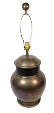 Large Mid Century Chapman Bulbous Ginger Jar Brass And Black Table Accent lamp picture