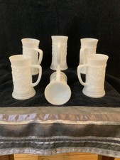 Vintage Federal Milkglass Beer Steins Set Of 6 picture