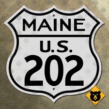 Maine US Route 202 highway marker road sign 1946 Augusta Monmouth Winthrop 12x12 picture