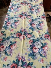 Vintage Yellow Floral Bouquet Barkcloth 1930s Panel Chic Hollywood Glam 102x46 picture