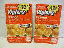 Vintage Wyler's Orange Drink Mix Packets - Lot of 2 - c1980s NOS/Unopened picture