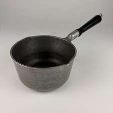 Vintage Puritan Aluminum Co KC MO Cast Aluminum Saucepan Wooden Handle USA 1930s picture