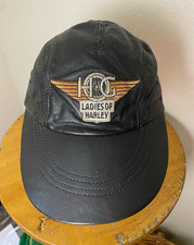 RARE Ladies of Harley Davidson vintage Leather Cap motorcycle biker HOG vintage  picture