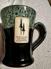 Sunset Hill Stoneware Muir Woods National Monument 16 Oz Mug USA Green & Black picture