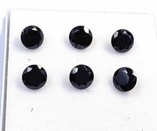 6 PCS Natural Black Sapphire Round Cut 6 x 4 mm Lot Certified Loose Gems 6GHB picture