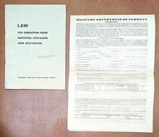 1945-46 WWII Denazification Fragebogen & Liberation Law US Military Germany picture