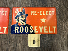 Vintage RE-ELECT ROOSEVELT Uncle Sam Political Campaign License Plate Topper picture