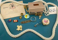 Grandma’s small Jewelry & Junk Drawer lot. Jewelry pins trinkets necklace random picture
