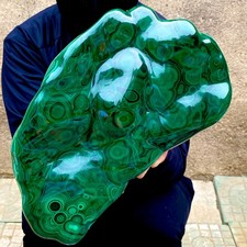 15.7LB Natural glossy Malachite transparent cluster rough mineral sample picture