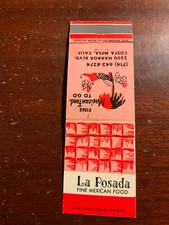 La Posada Mexican Food Costa Mesa California CA Vintage Matchcover picture