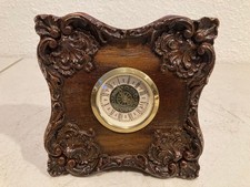 1980 Wood Shelf Mantle Clock Carved Bronze Gold Tone Wind Up Working picture