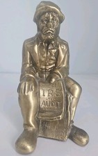 Vintage Brass Bookend SAD MAN WITH NOTICE OF IRS AUDIT 1940s-50s PM Craftsman picture