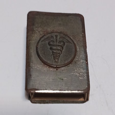 Vintage WW1 Trench Art match box cover with  A Medic's Badge picture