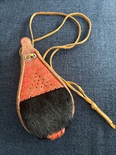 VTG Swedish Laplander Sami Handmade Reindeer Fur Pouch Folk Art Native Purse picture