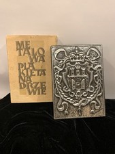 Polish Krakow World War II era embossed metal Plaque.Souvenir Original Sleeve picture