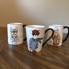 Signature Hipster Animal Large Coffee Cup Mugs Set Of 3 picture