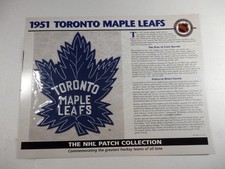 1951 Toronto Maple Leafs NHL Patch Collection 10 x 13 Card Flat Ship w/Sleeve picture