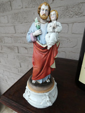 Antique french  old paris porcelain saint joseph statue figurine religious picture