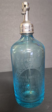 VINTAGE BLUE GLASS BOTTLE NEW YORK SELTZER WATER CO 35CENT DEP DETROIT MICH 25OZ picture