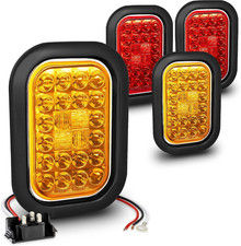 TRUE MODS 5X3 3X5 Red Amber Rectangle LED Trailer Tail Light for Truck picture