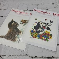 Elliott Porters Iron-On Decals Vintage Lot of 2 Cute Animals Puppy and Kittens  picture