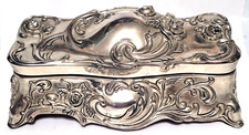 Vintage Godinger Silverplate Floral Trinket Jewelry Hinged Box Art Nouveau style picture