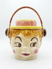 Vintage Grantcrest Japan Boy Head Ice Bucket Cookie Jar Hand Painted MCM picture