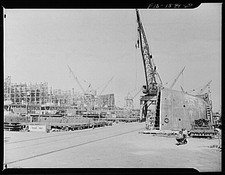 Wilmington California 1940s California Shipbuilding Corporation shipyard cranes picture