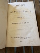 Volume 10 X Harper's New Monthly Magazine Book Pre Civil War Dec 1854-May 55 picture