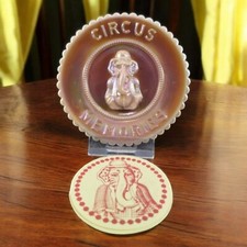 Collectible Summit Circus Memories Cup Plate W/ Elephant In Amberina Carnival picture