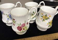 Lot 4 MUGS Royal Windsor Porcelain Set Made In England 4” Tall picture