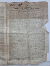 1828 antique THE INVESTIGATOR providence ri NEWSPAPER LOTTERIES FREE SCHOOLS picture