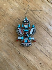 Herbert and Esther Cellicion Zuni Large Knifewing Inlay Brooch Pendant picture