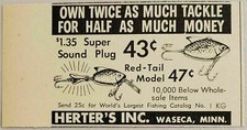 1958 Print Ad Herter's Super Sound Plug & Red-Tail Fishing Lures Waseca,MN picture