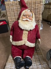 Vintage & Truly Unique Store Display Santa 30” Tall Rubber Hands & Face Wool picture