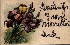 c1910 MORRILTON ARKANSAS GREETINGS FROM GLITTER TINSELED EMBOSSED POSTCARD 39-25 picture