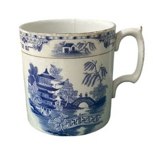 Blue White Scenic Transferware Style Mug picture