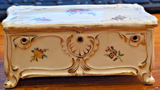 RARE Vintage Antique Porcelain Box Gebruder Heubach Floral Design DEP Registered picture