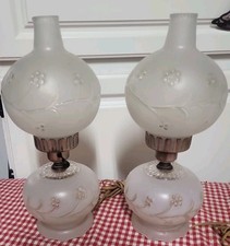 Gone With The Wind White Frosted Glass Hurricane Lamps White 1930s Depression  picture