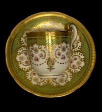 Fine Antique Cauldon Hand Painted Roses Demi Cup & Saucer W/gold Gilt C. 1900’s picture