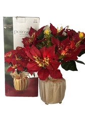 Holiday Time Fiber Optic Red Poinsettia Plant In Original Box 17” Christmas picture