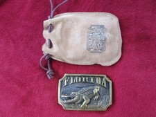Florida Alligator Solid Brass Vintage Belt Buckle by Heritage Mint [1980] picture