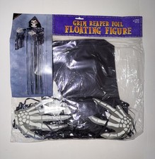 VTG Amscan Grim Reaper Foil Floating Figure 65” NOS Halloween Decorations picture