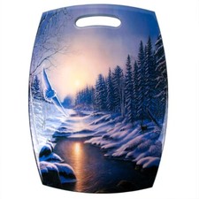 STPGOODS Winter Night Landscape Wood Cutting Board Serving Board 8.25