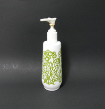 1970’s Amway Milk Glass Lotion Soap Pump Dispenser White Green Floral VTG Empty picture